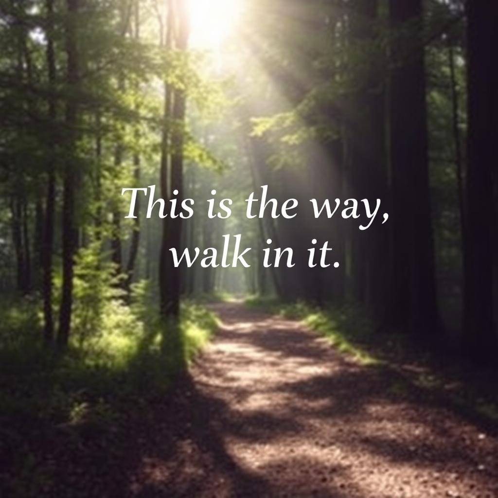 A serene forest path dappled with sunlight filtering through the trees, inviting you to explore