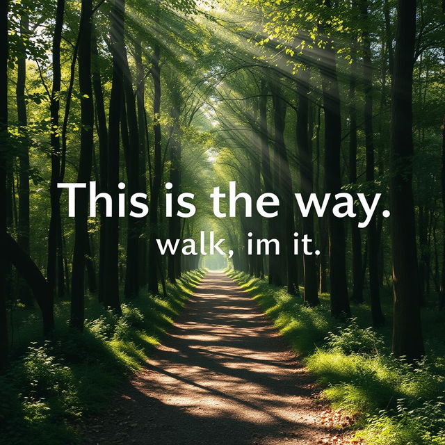 A serene forest path dappled with sunlight filtering through the trees, inviting you to explore