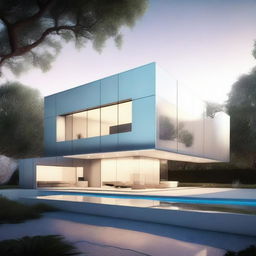 A digital rendering of an IOS House, a concept for a smart home fully integrated with Apple's iOS ecosystem