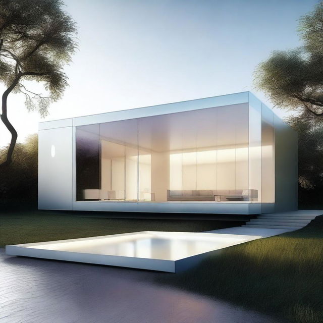 A digital rendering of an IOS House, a concept for a smart home fully integrated with Apple's iOS ecosystem