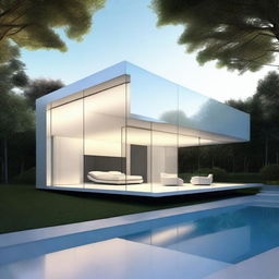 A digital rendering of an IOS House, a concept for a smart home fully integrated with Apple's iOS ecosystem