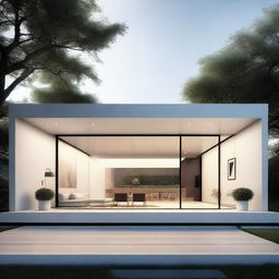 A digital rendering of an IOS House, a concept for a smart home fully integrated with Apple's iOS ecosystem