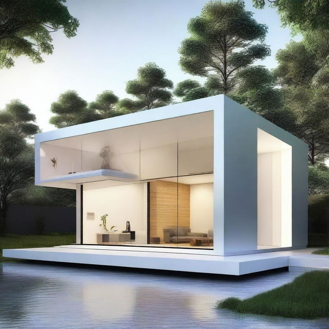 A digital rendering of an Android House, a concept for a smart home fully integrated with Google's Android ecosystem