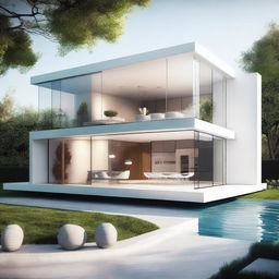 A digital rendering of an Android House, a concept for a smart home fully integrated with Google's Android ecosystem