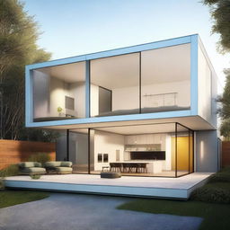 A digital rendering of a Microsoft House, a concept for a smart home fully integrated with Microsoft's technology ecosystem