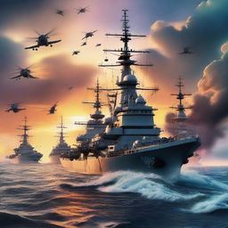 A high-resolution digital art image depicting a maritime defense scene