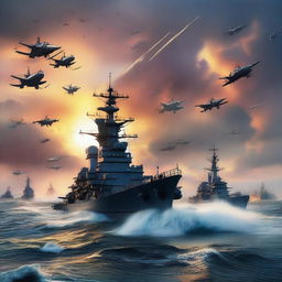 A high-resolution digital art image depicting a maritime defense scene