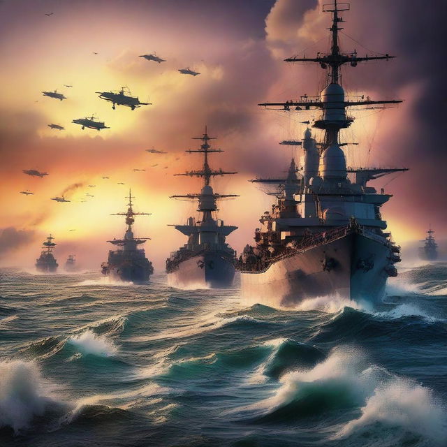 A high-resolution digital art image depicting a maritime defense scene