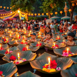 A vibrant and realistic scene of the Loy Kratong Festival in Chiang Mai, Thailand
