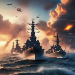 A high-resolution digital art image depicting a maritime defense scene