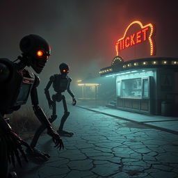 A chilling and eerie background for a horror movie involving living animatronics