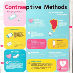A vibrant and educational poster about contraceptive methods