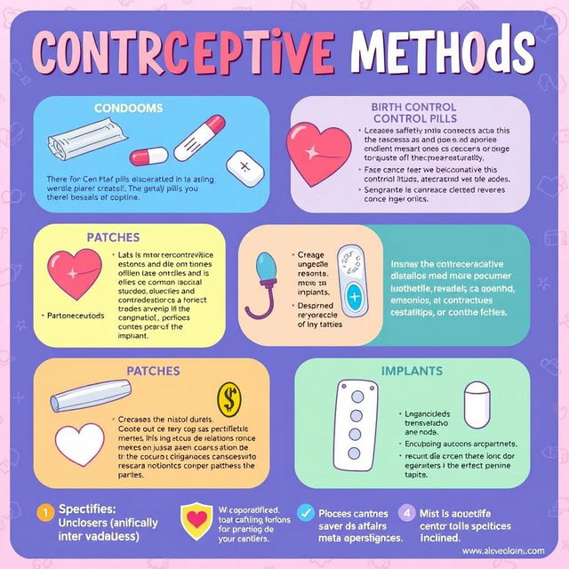 A vibrant and educational poster about contraceptive methods