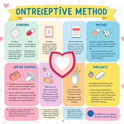 A vibrant and educational poster about contraceptive methods