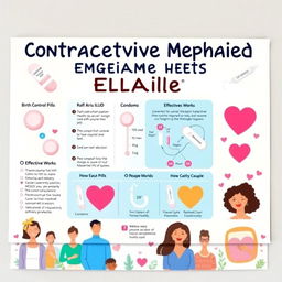 A vibrant educational poster displaying various contraceptive methods