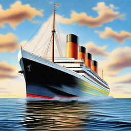 A high-quality digital art image featuring the RMS Lusitania, a historic ocean liner