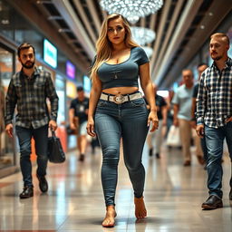 A sexy long curvy hourglass shaped girl with medium breasts and very low, very wide fat saddle bag bimbo hips, featuring long, shapely thick legs