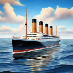 A high-quality digital art image featuring the RMS Lusitania, a historic ocean liner