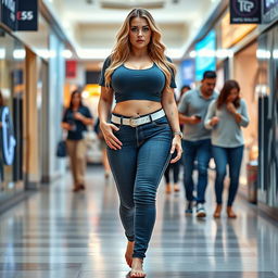 A sexy long curvy hourglass shaped girl with medium breasts and very low, very wide fat saddle bag bimbo hips, featuring long, shapely thick legs