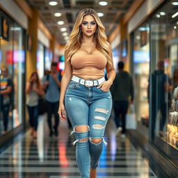 A sexy long curvy hourglass shaped girl with medium breasts and very low, very wide fat saddle bag bimbo hips, featuring long, shapely thick legs
