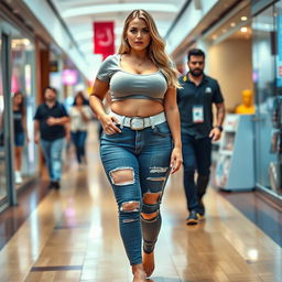 A sexy long curvy hourglass shaped girl with medium breasts and very low, very wide fat saddle bag bimbo hips, boasting long, shapely thick legs