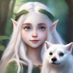 A high-resolution digital art piece featuring a teenage elf girl with long, flowing white hair