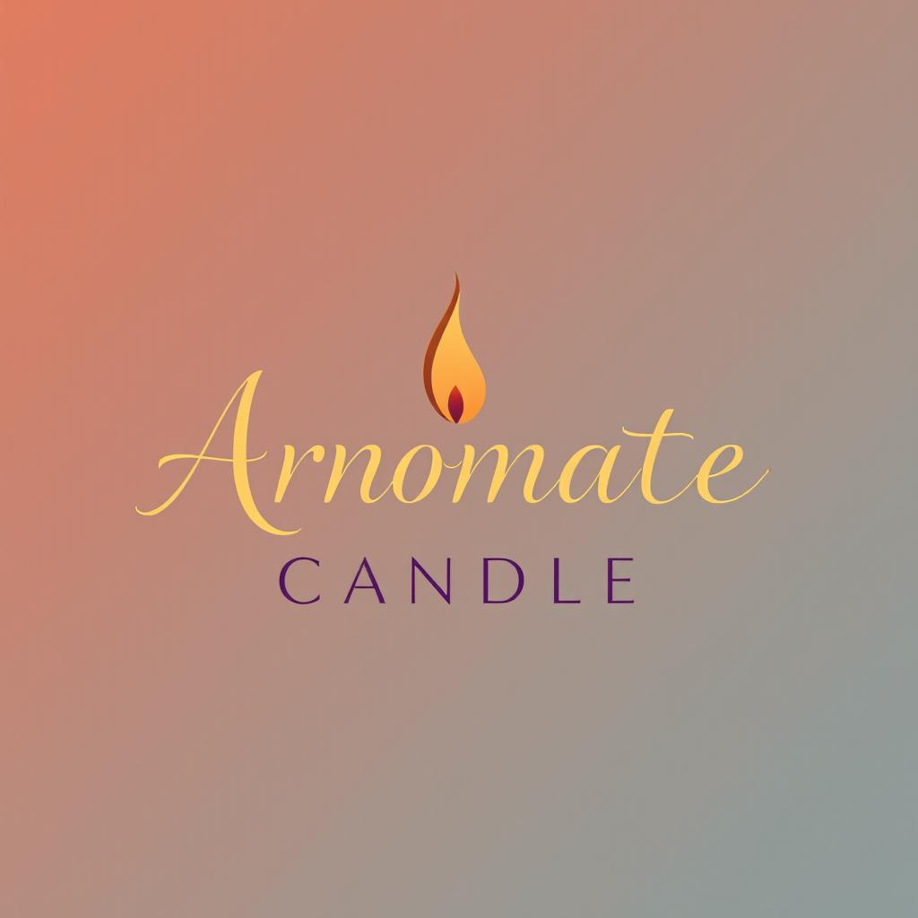 A logo design for an aromatic candle brand featuring a stylized flame and elegant cursive typography