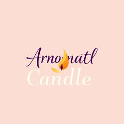 A logo design for an aromatic candle brand featuring a stylized flame and elegant cursive typography