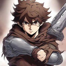 A high-quality digital art piece depicts a rogue boy with a berserk expression