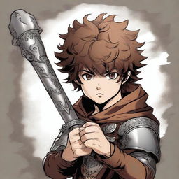 A high-quality digital art piece depicts a rogue boy with a berserk expression