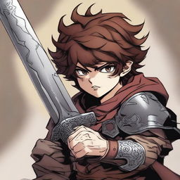 A high-quality digital art piece depicts a rogue boy with a berserk expression