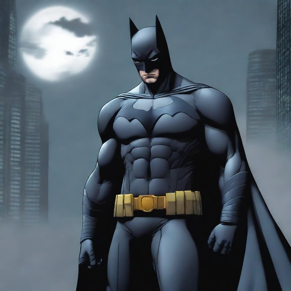 A high-quality digital art image featuring Batman depicted in an anime style