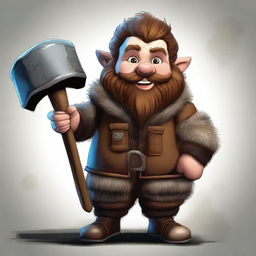 A high-quality digital art image featuring a dwarf boy with brown hair