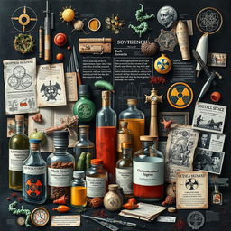 An informative and artistic representation of various biological weapons throughout history