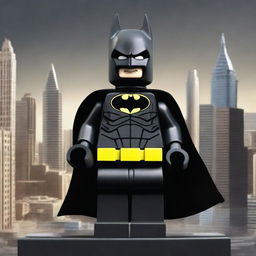 A high-quality digital art image featuring Batman in a Lego style