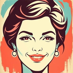 A stylized portrait of a white female face, featuring a subtly integrated feminist symbol that is slightly faded at the edges to create a vintage look