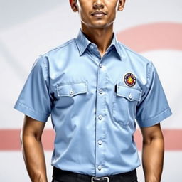 A detailed and realistic image of a professional government uniform, specifically the 'Baju PDH Dinas' worn by public servants in Indonesia