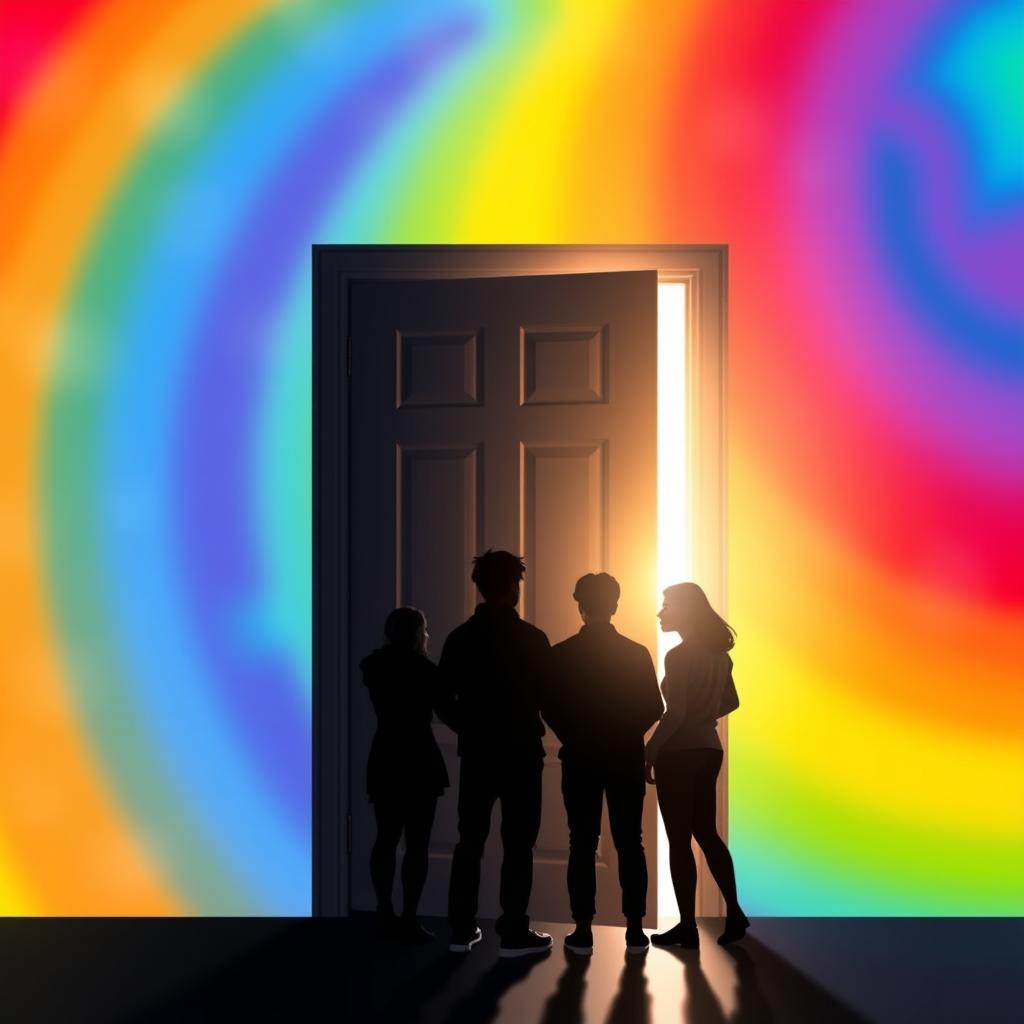 A vibrant, gradient background filled with rainbow colors, symbolizing LGBTQ+ pride and acceptance