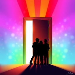 A vibrant, gradient background filled with rainbow colors, symbolizing LGBTQ+ pride and acceptance