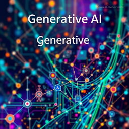 A visually striking cover design for a generative AI journal, featuring abstract digital art that showcases algorithms in action