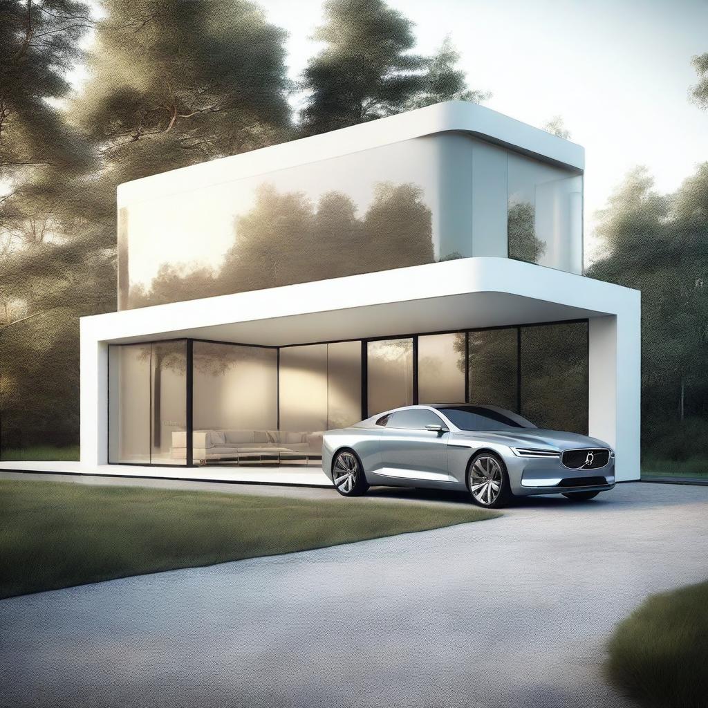 A high-quality 3D render of a unique concept: 'Volvo's house'