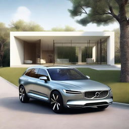 A high-quality 3D render of a unique concept: 'Volvo's house'