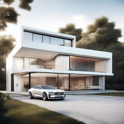 A high-quality 3D render of a unique concept: 'Volvo's house'