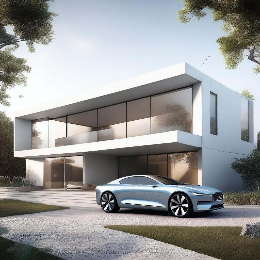 A high-quality 3D render of a unique concept: 'Volvo's house'