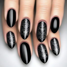 A high-resolution digital art image showcasing a set of carefully manicured nails