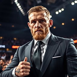 A dynamic portrait of Conor McGregor, showcasing his intense focus and determination