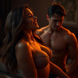 A sensual and steamy scene depicting a couple engaging in intimate play