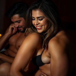 A sensual and steamy scene depicting a couple engaging in intimate play