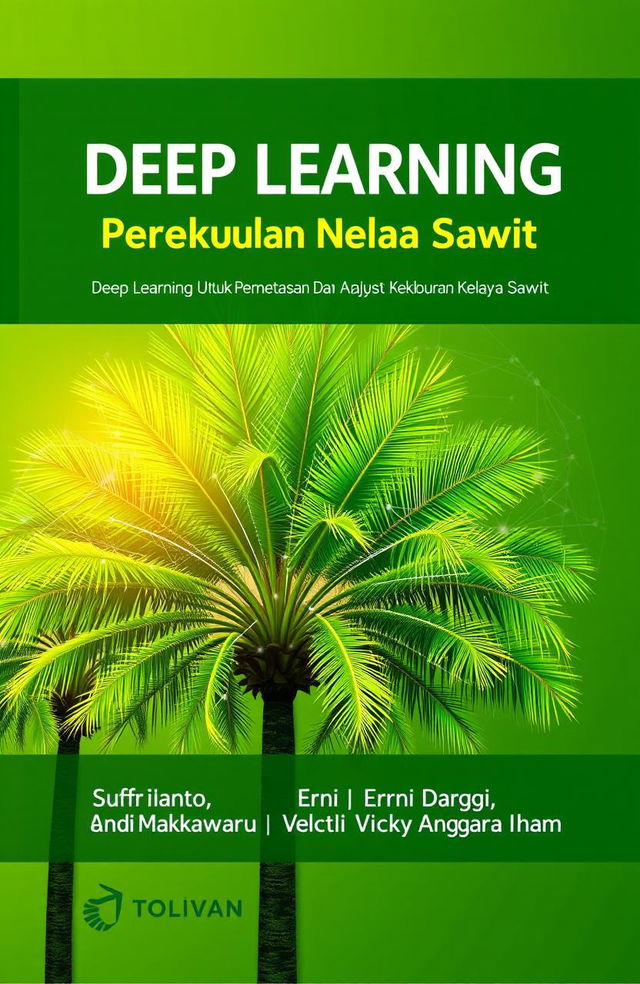 A book cover design for 'Teknologi Deep Learning Untuk Pemetaan Dan Analisis Perkebunan Kelapa Sawit'