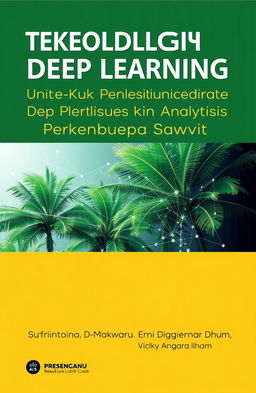 A book cover design for 'Teknologi Deep Learning Untuk Pemetaan Dan Analisis Perkebunan Kelapa Sawit'